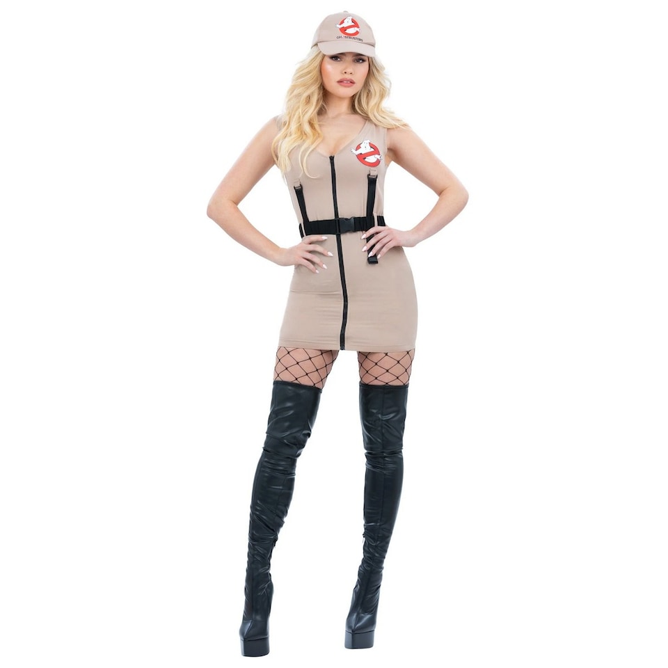 image 1 of Ghostbusters Womens/Ladies Costume Vest Dress | Brown | Beige | 8-10 years | 1