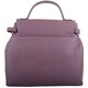 image 2 of Premium Soft Genuine Leather Top Handle Cross Body Shoulder Handbag Purple | Grape/Ivory