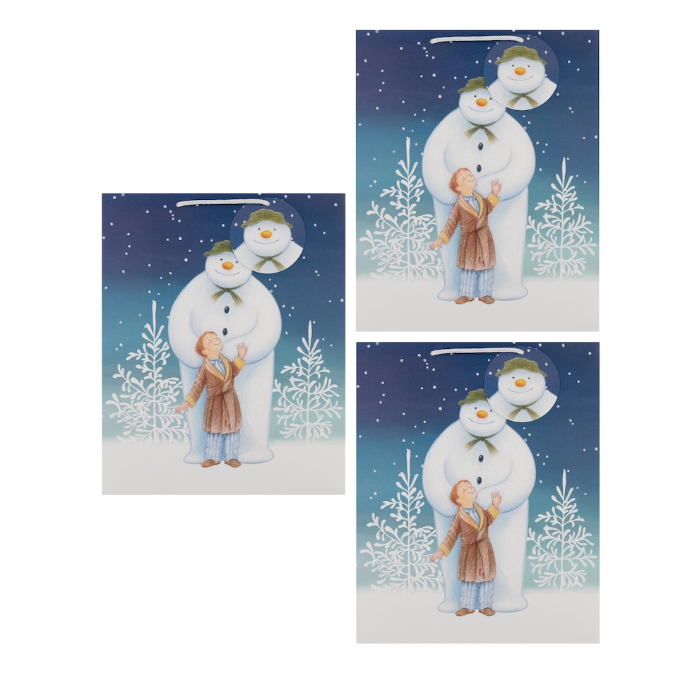 image 1 of Hallmark Pack Of 3 Large Christmas Gift Bags - The Snowman Design
