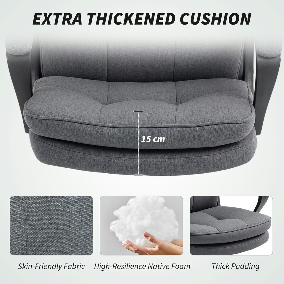 image 1 of HOMCOM Fabric Office Chair, Computer Desk Chair for Home, Charcoal Grey Grey