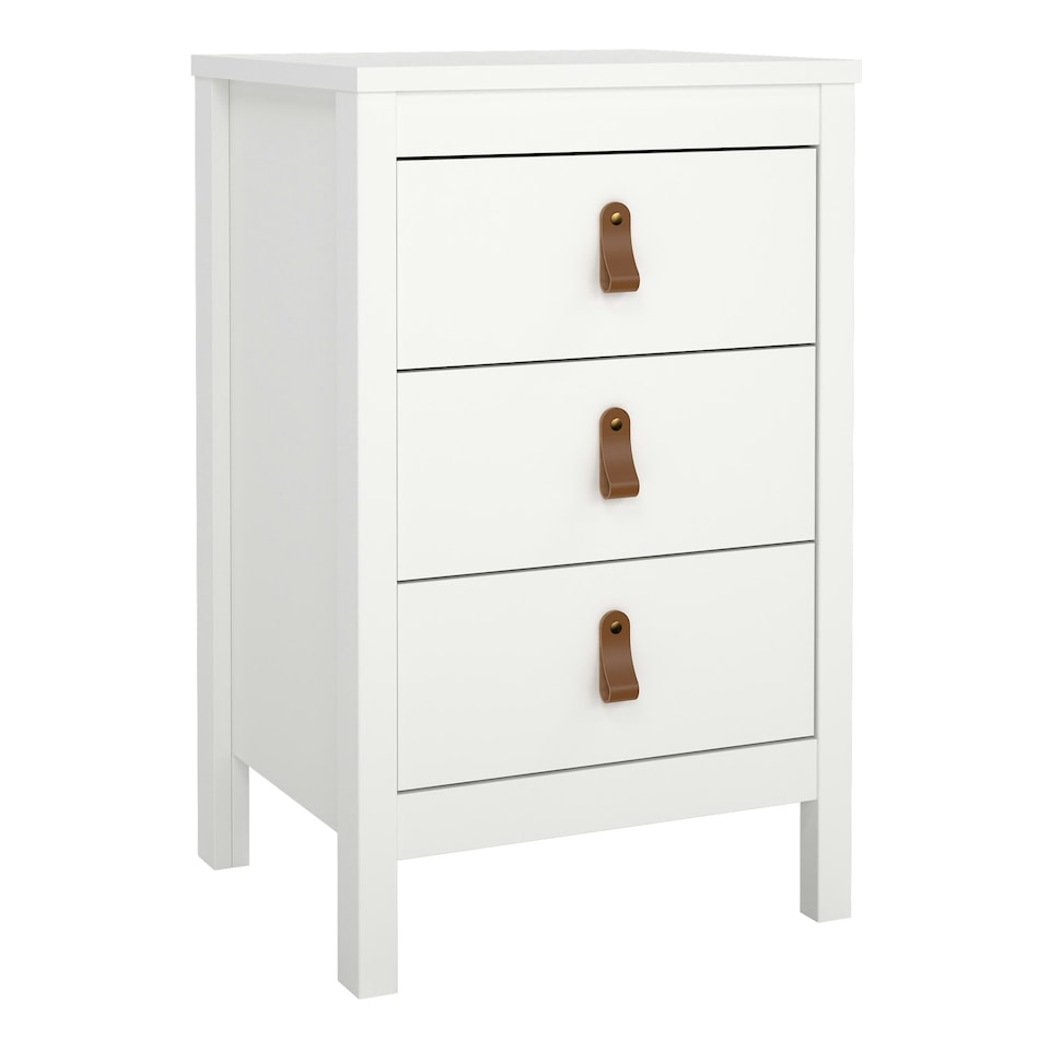 image 1 of Barcelona Bedside Table 3 Drawers in White