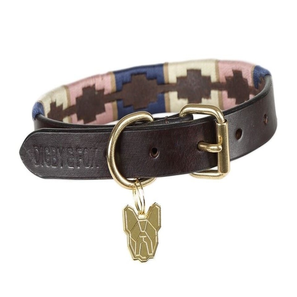 image 1 of Shires Drover Polo Dog Collar Purple | Colour: Yellow/Dark Green/Purple
Size: XX-Small | XS