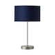 image 4 of ValueLights Charlie Brushed Chrome Table Lamp Navy Shade & Bulb Blue