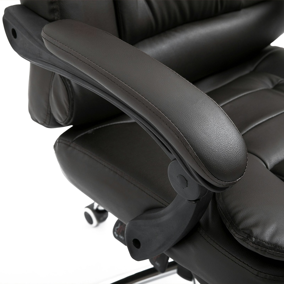 image 1 of HOMCOM PU Leather Executive Office Chair with Retractable Footrest, Brown