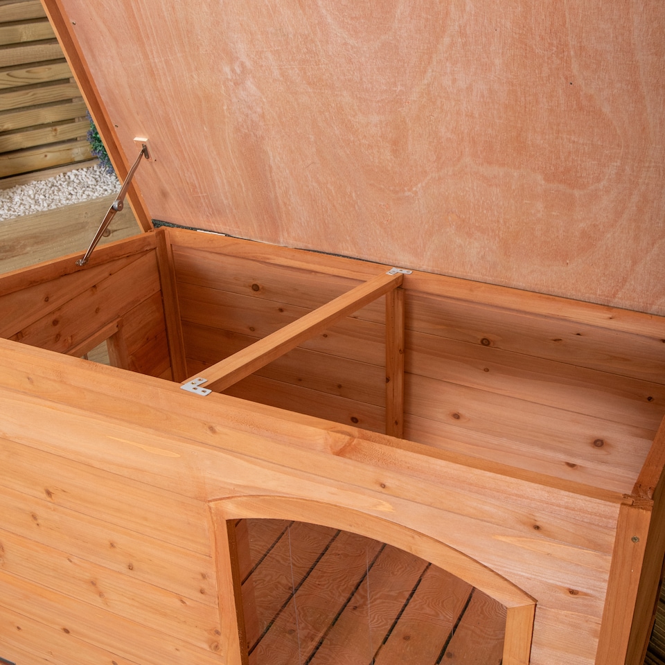 image 1 of 72cm x 1.04m Medium Outdoor Garden Cosy Wooden Dog House Kennel with Window