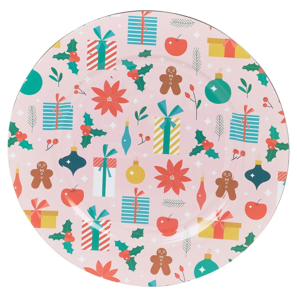 image 1 of Christmas Dinner Charger Plates Placemats Dining Table Setting Party Decor 33cm | Multi | 4 Plates
