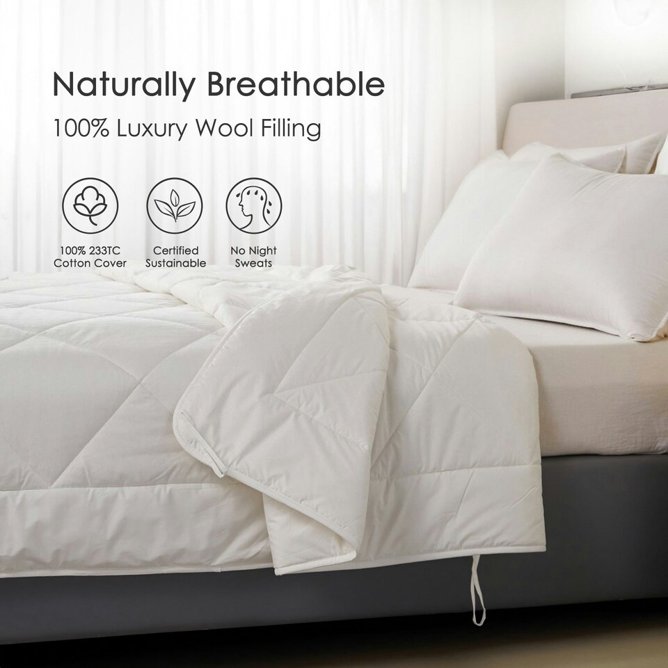 image 1 of Homescapes Australian Wool 200 GSM Light Duvet, King