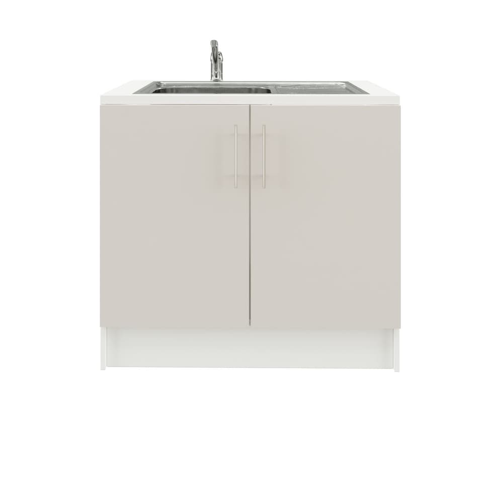 image 1 of JD Greta 1000mm Utility Room Sink Unit With Tap, Kitchen Base Cabinet - Cashmere Matt | Cream