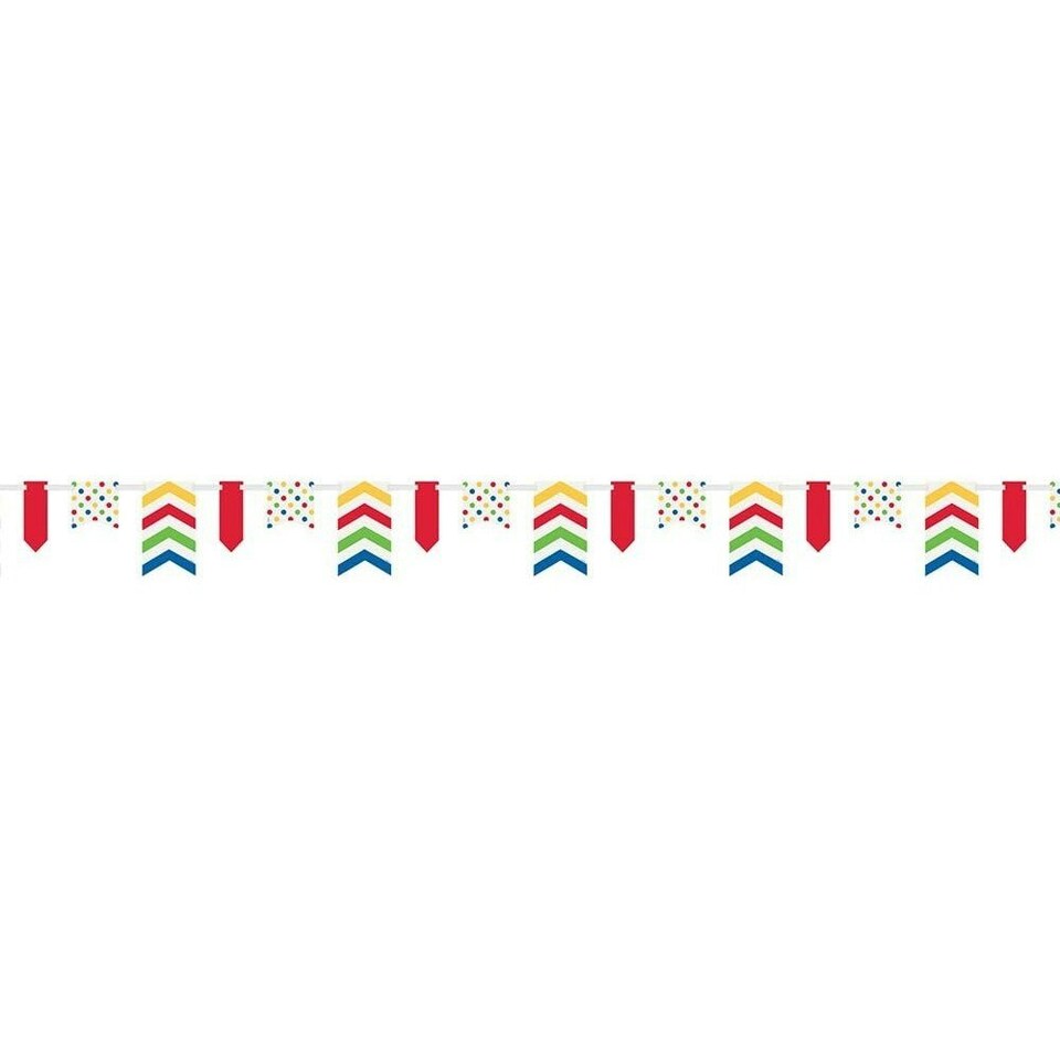 image 1 of Unique Party Paper Polka Dot and Chevron Bunting - Yellow/Red/Green - 12ft
