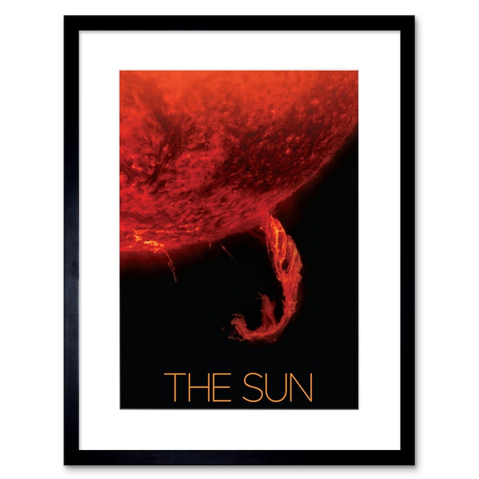 image 1 of NASA Our Solar System Sun Coronal Ejection Solar Filament 9x7" Black Framed Wall Art Print