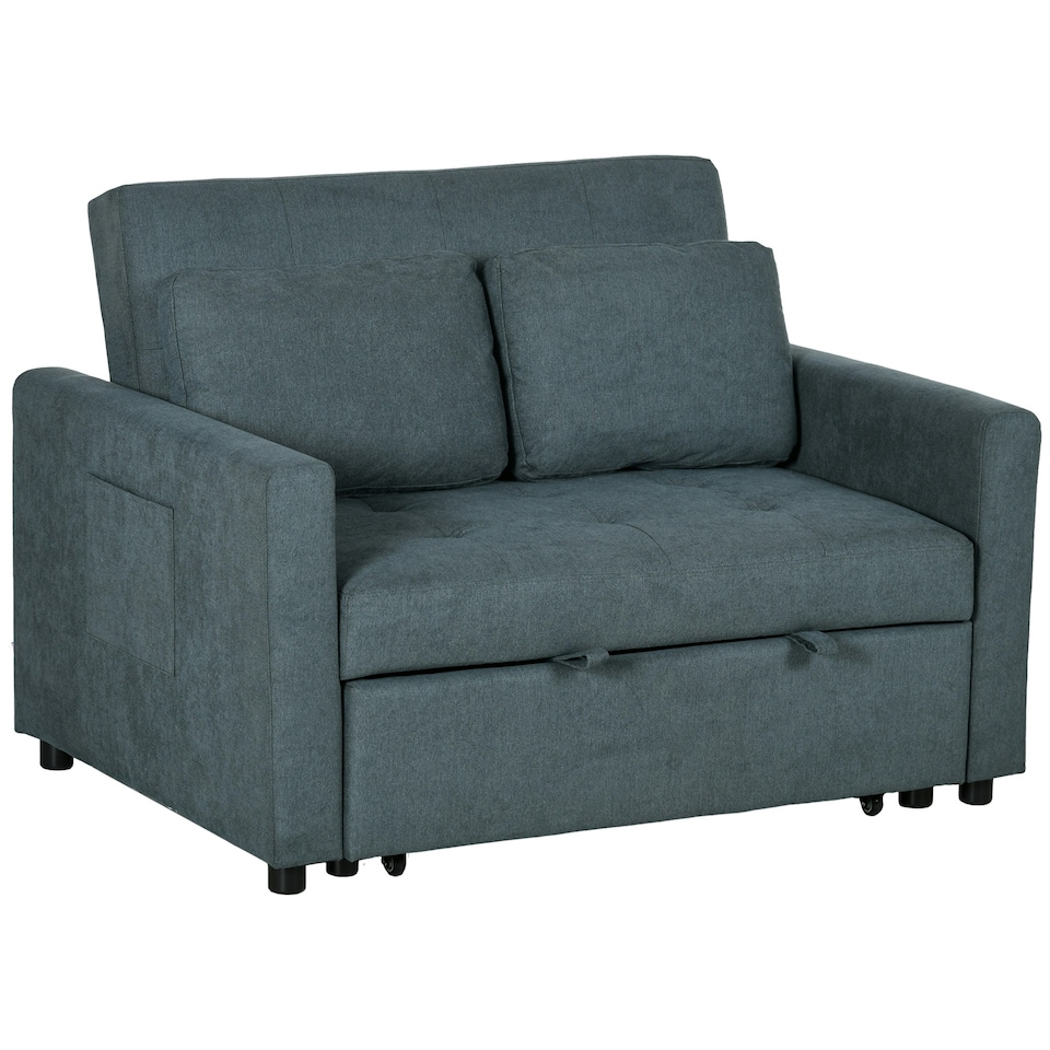 image 1 of HOMCOM 2 Seater Sofa Bed Convertible Bed Settee with Cushions, Grey