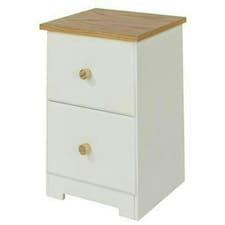 Colorado 2 Drawer Petite Bedside Cabinet - MDF/MDP - 35 x 33 x 48.4 cm - Soft White/Oak