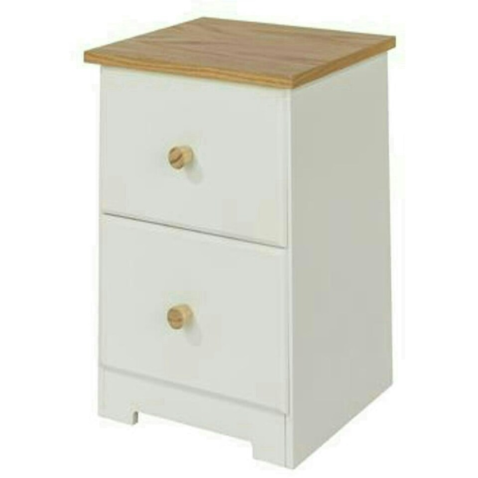 image 1 of Colorado 2 Drawer Petite Bedside Cabinet - MDF/MDP - 35 x 33 x 48.4 cm - Soft White/Oak