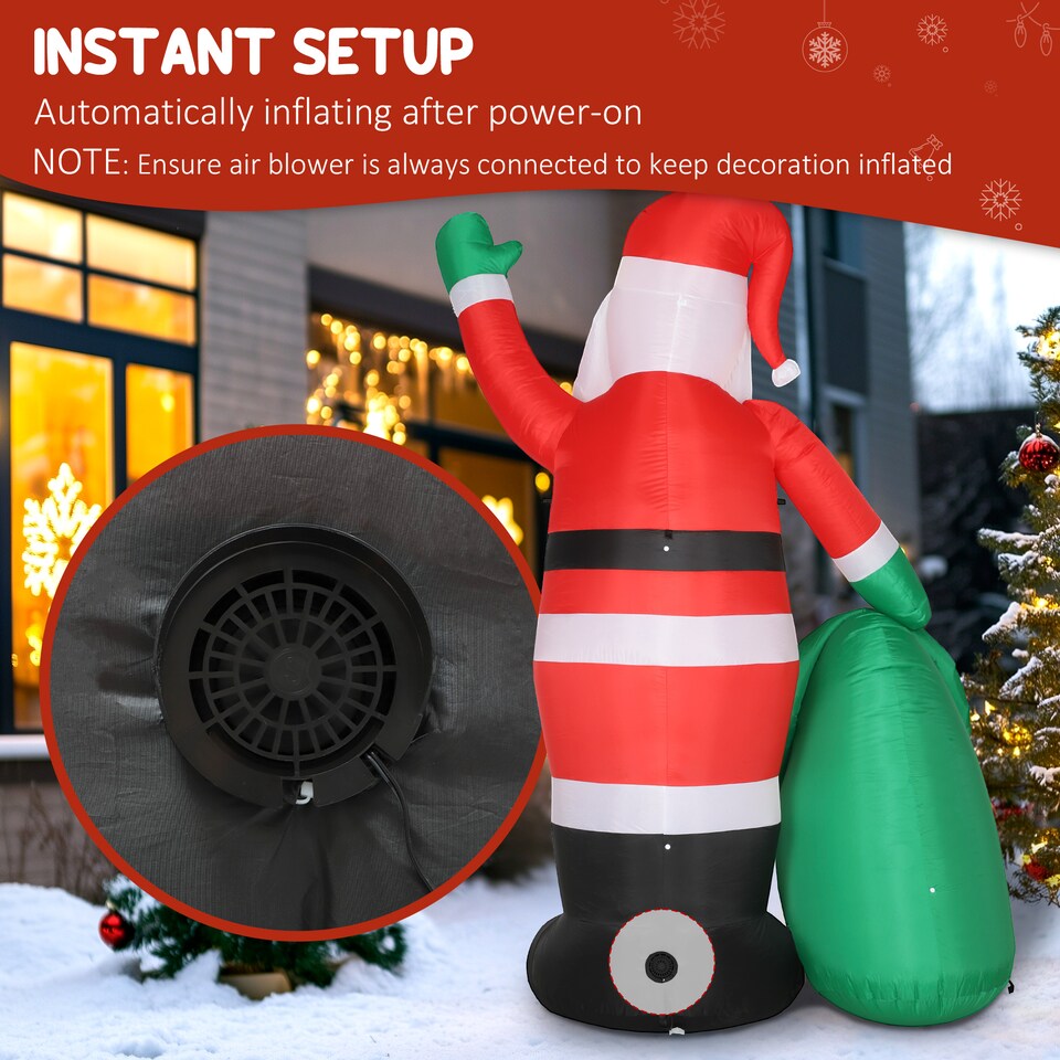 image 1 of Outsunny 9ft Giant Christmas Blow Up Decoration with Built-in LED Lights | Red