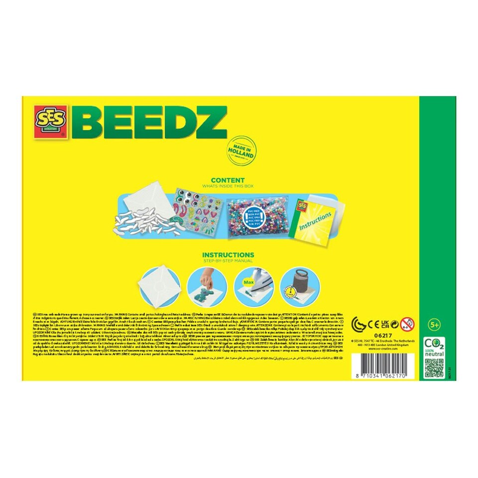 image 1 of SES CREATIVE Beedz Iron-On-Beads Funpins Glitter Animals Square Pegboard