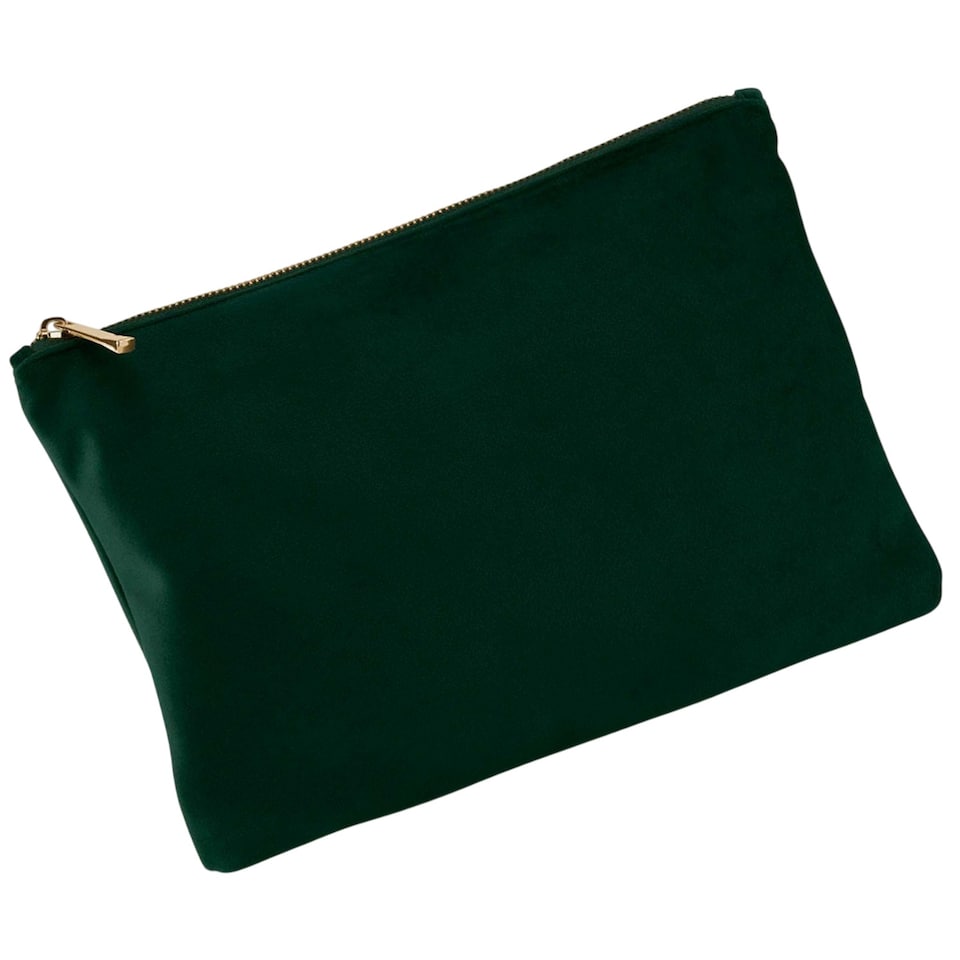 image 1 of Bagbase Plain Velvet Pouch | Green | Dark Emerald | L | 1