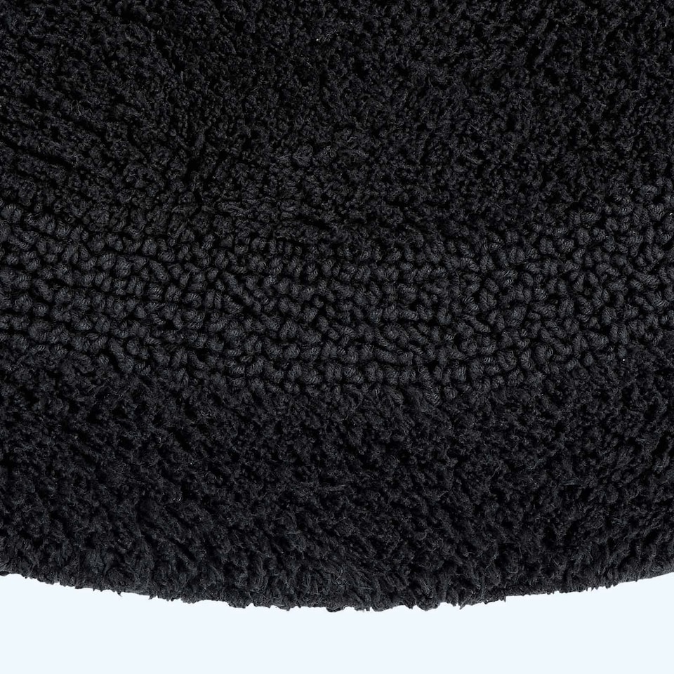 image 1 of Homescapes Luxury Reversible Round Bath Mat - Black Black
