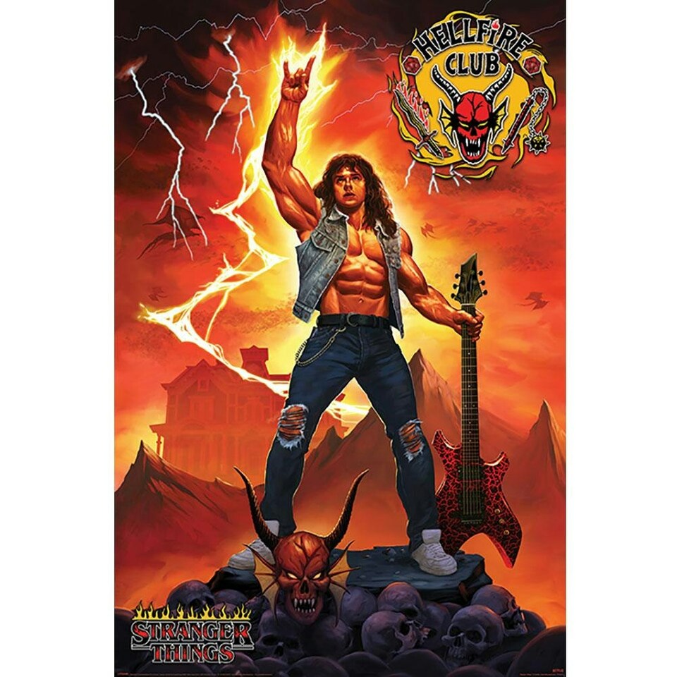 Stranger Things Hellfire Club Poster - Orange/Black - 61cm x 91cm