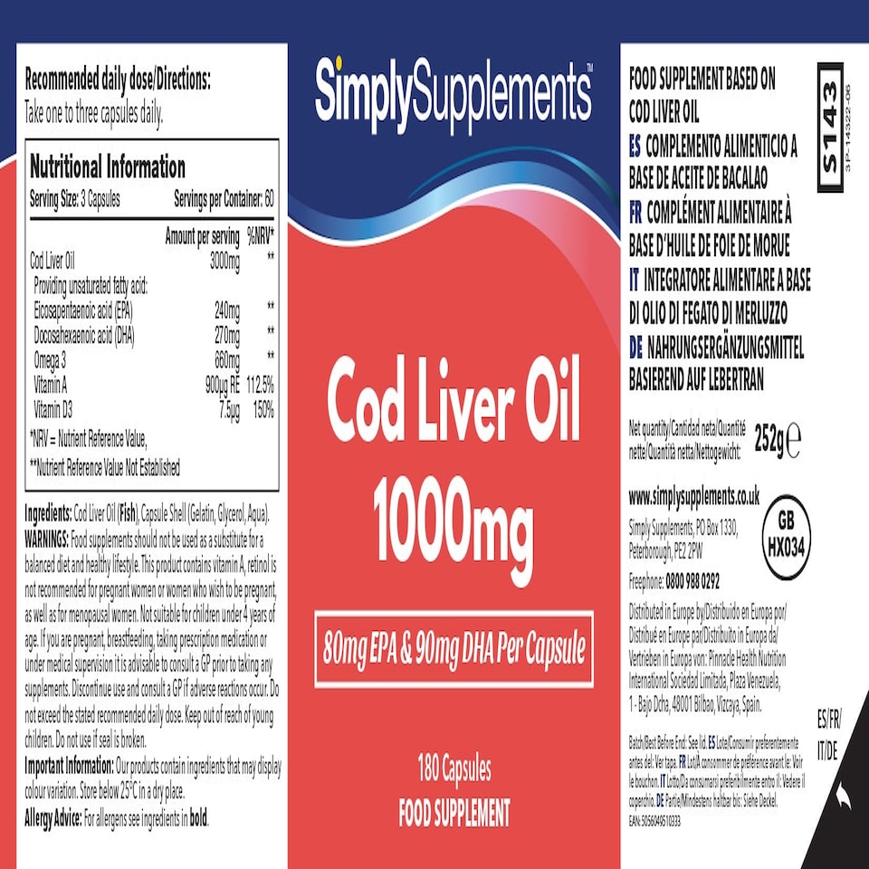 image 1 of Cod Liver Oil 1,000mg - 120 Capsules