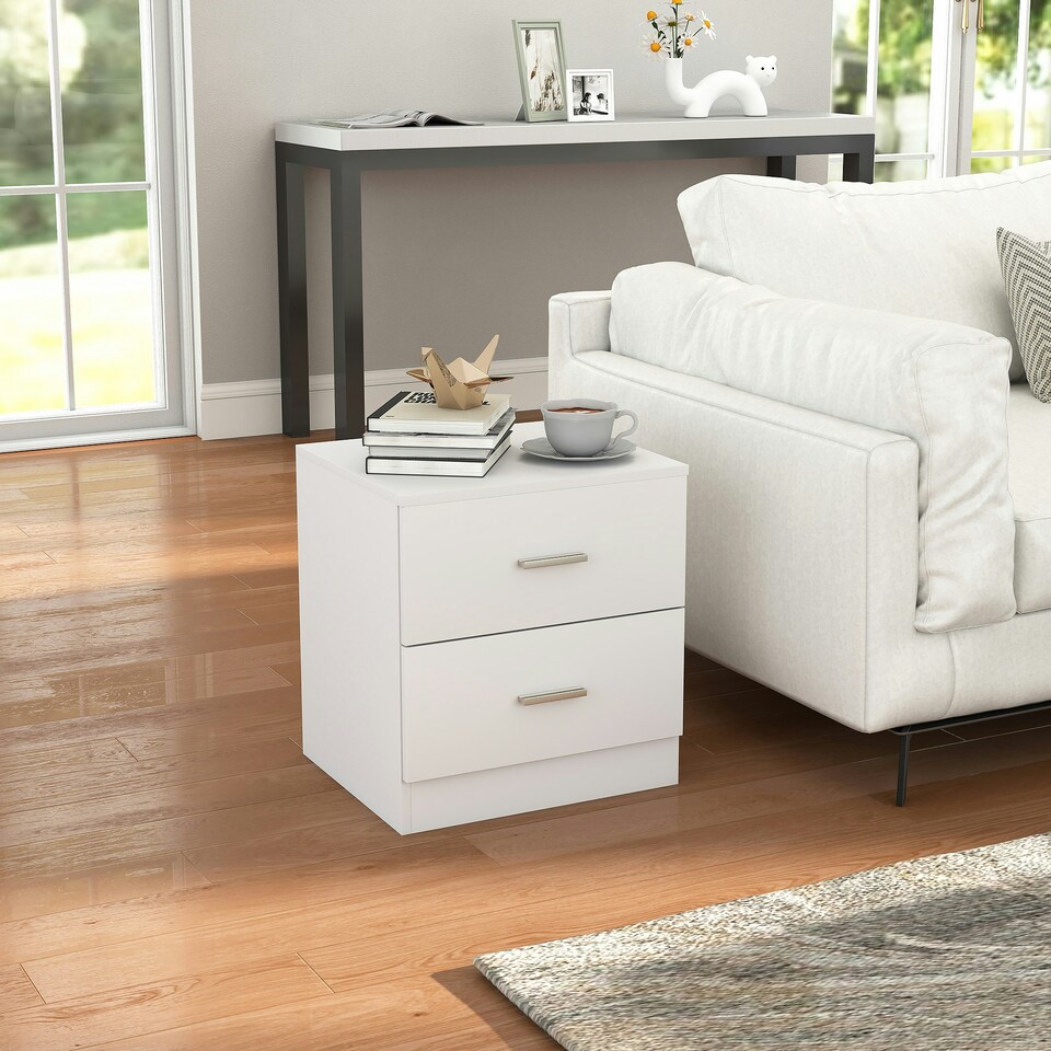 image 1 of HOMCOM Bedside Table w/ 2 Drawers, Nightstand, Side Storage Cabinet Unit