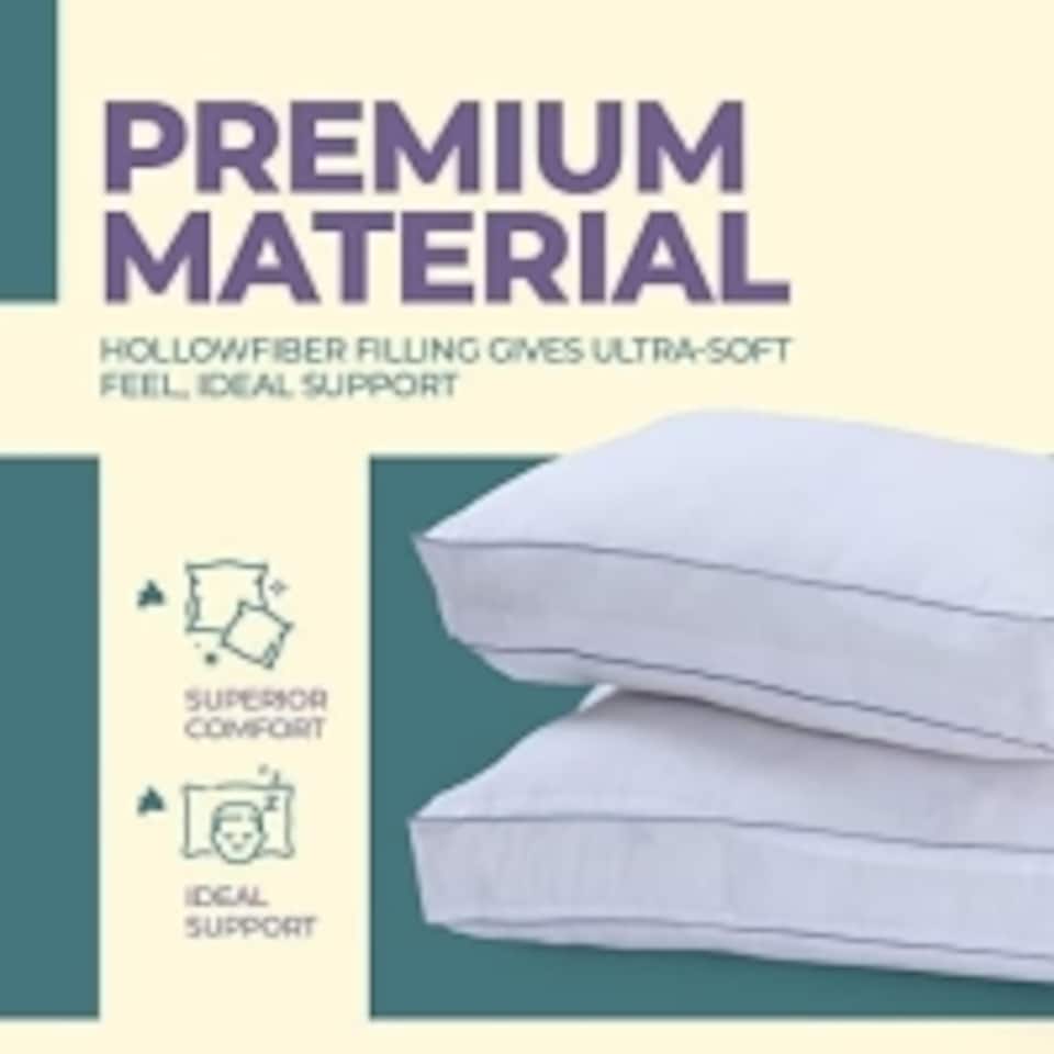image 1 of 100% Egyptian Cotton Pillow, Side Sleeper, Bounce Back, Hypoallergenic - Pack of 2