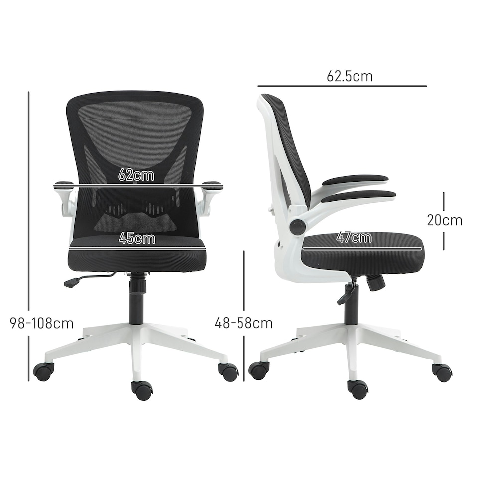 image 1 of Vinsetto Mesh Office Chair Computer Chair with Swivel Wheels, Black