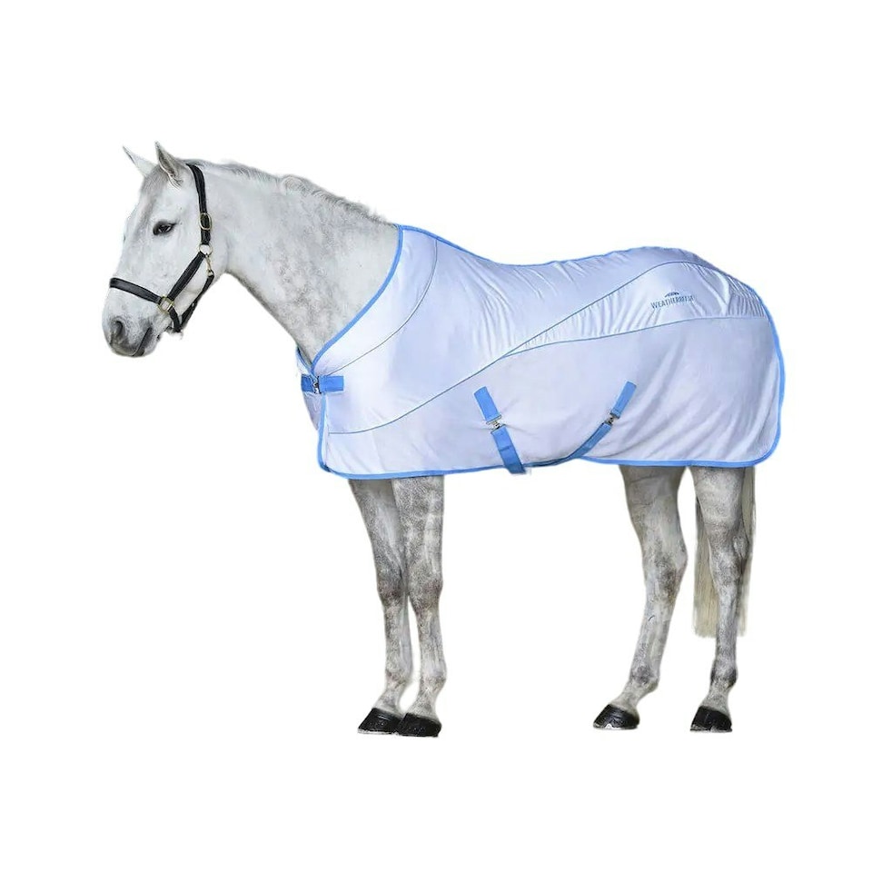 image 1 of Weatherbeeta Air-Tec Standard-Neck Horse Cooler Rug - White/Blue - 6´ 0"