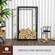 image 3 of HOMCOM Metal Firewood Log Holder Tall Firewood Rack Indoor Outdoor Fireplace Wood Storage Shelf with Side Rails, Rust-Resistant, Black, 60W x 25D x 100H cm