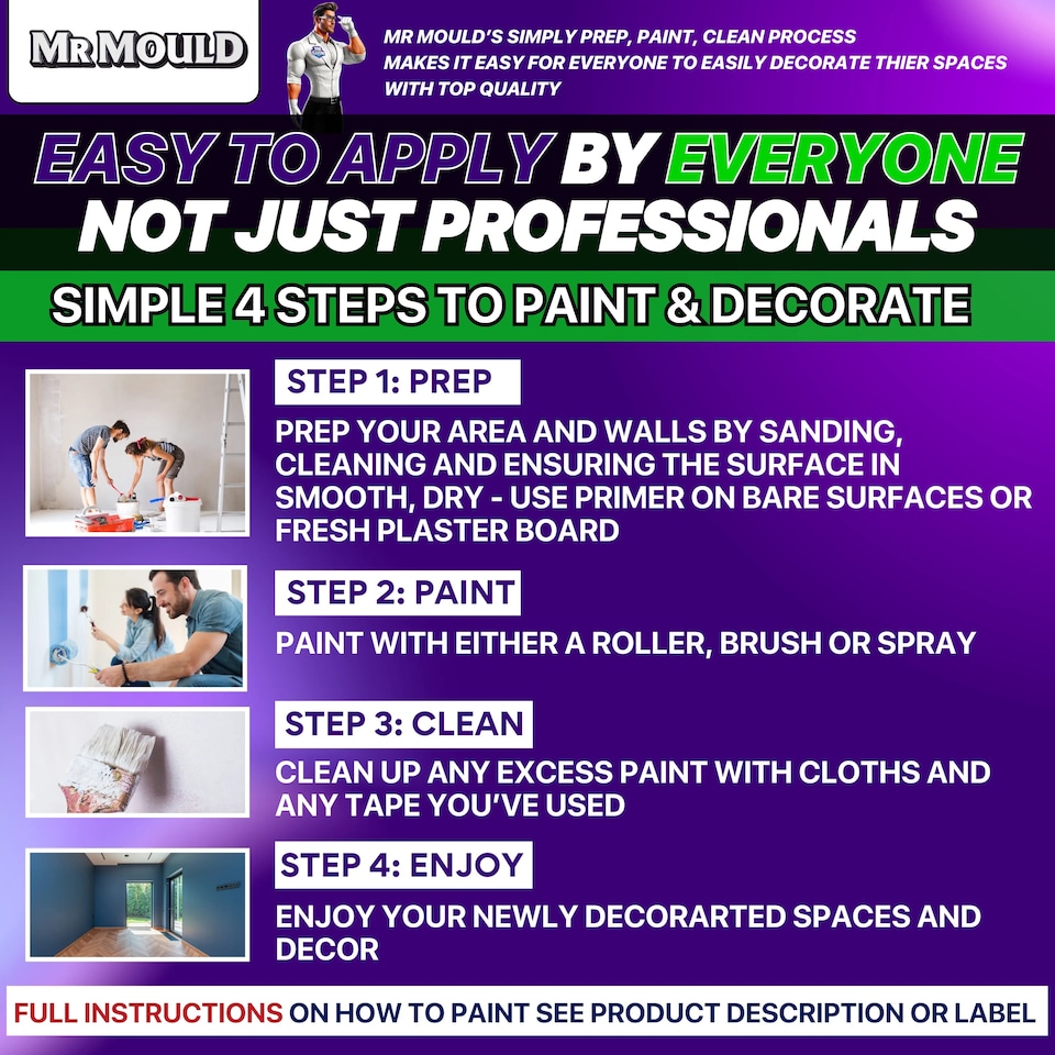 image 1 of MR MOULD - Anti-Mould Paint - Premium Colour & Protection for Interior Walls & Ceilings - Dove Grey - 5L