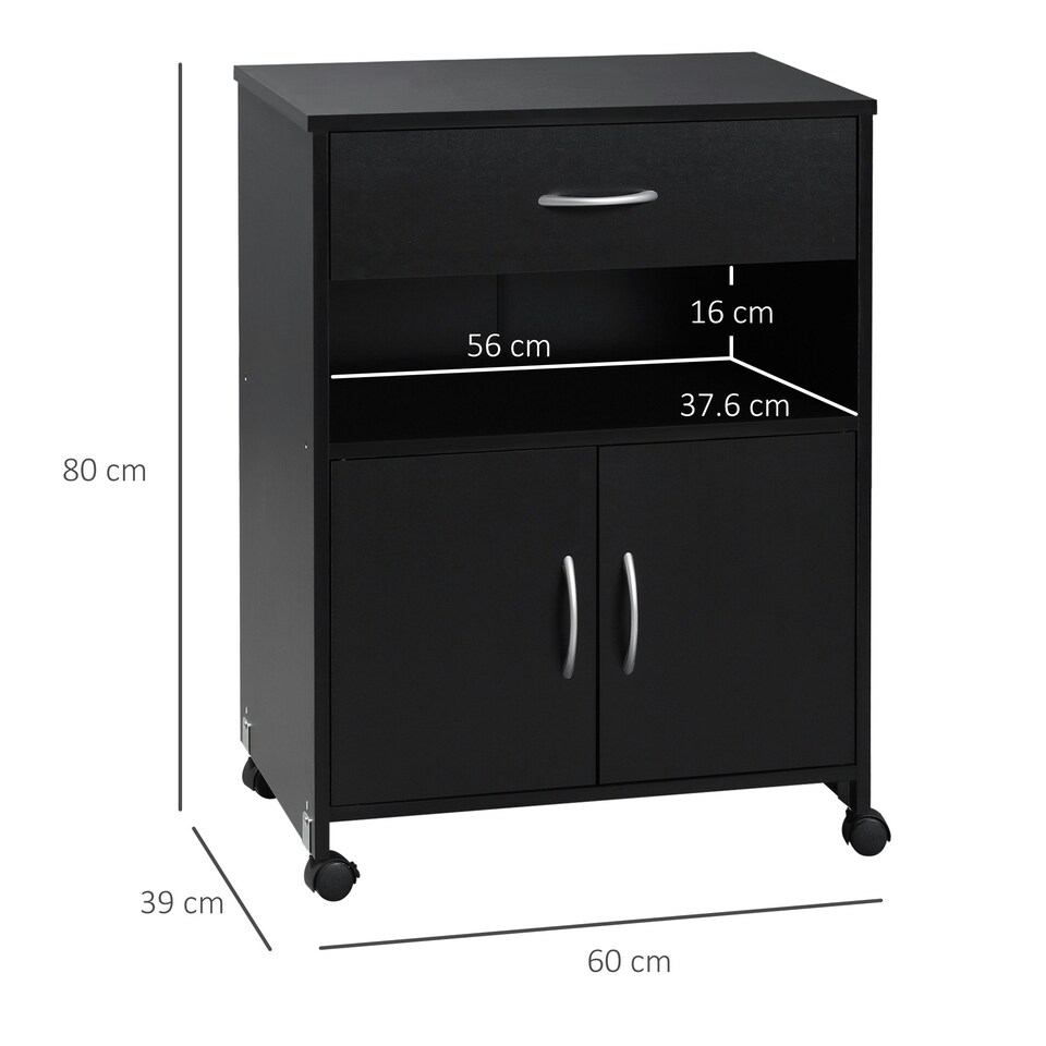 image 1 of Vinsetto Mobile Printer Stand w/ Storage Shelf Universal Wheels for Home Black