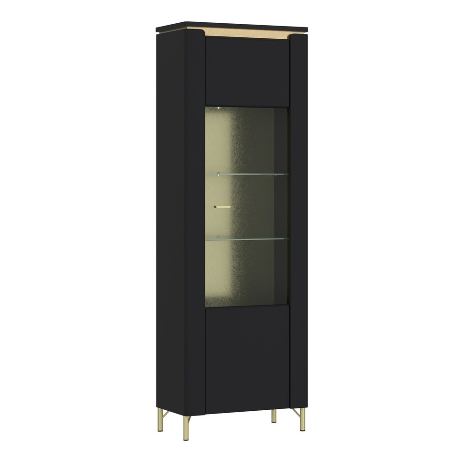 image 1 of Genoa Vitrin 1 Door in Black Matt/Gold