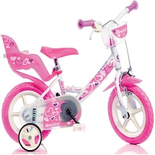 Dino Little Heart 12" Kids Bike - White/Pink