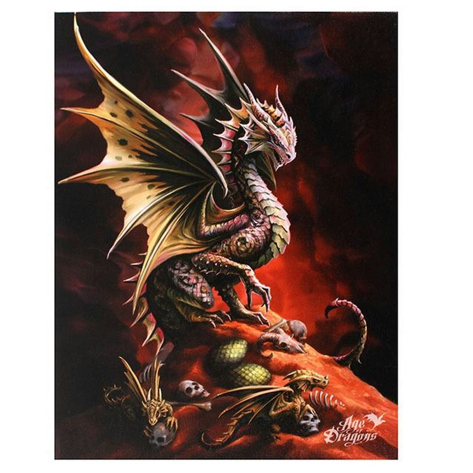 19x25cm Desert Dragon Canvas Plaque by Anne Stokes - MDF