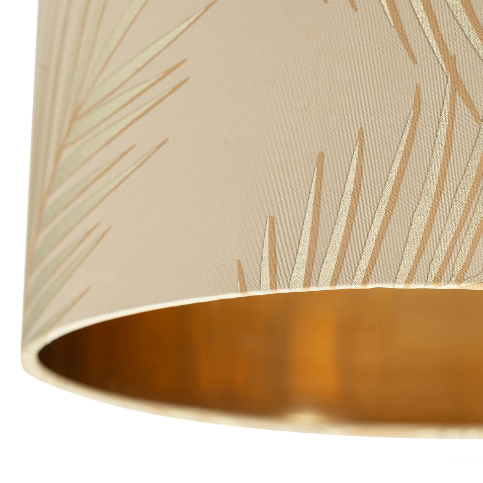 image 1 of Set of 2 Tropica - Champagne with Gold Embossed Leaf Detail 25cm Ceiling Pendant or Table Lamp Shades Gold