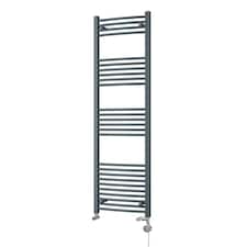 Zennor - Anthracite Dual Fuel Towel Rail H1600mm x W500mm Thermostatic - Curved