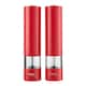 image 4 of Cooks Professional Electric Salt & Pepper Mill Set with Bamboo Base | Adjustable Grind Settings | Simple One-Button Operation | Red
