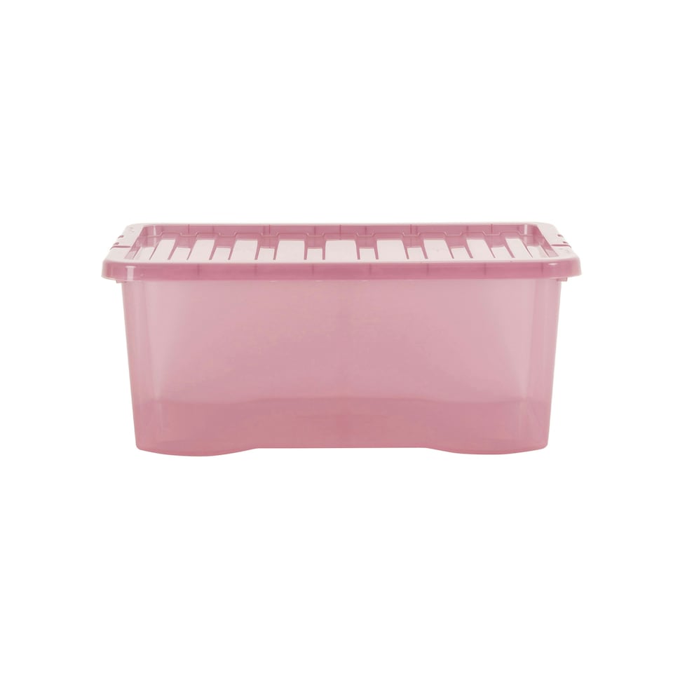 image 1 of Wham Crystal 5 x 45L Stackable Plastic Storage Boxes with Lids Pink