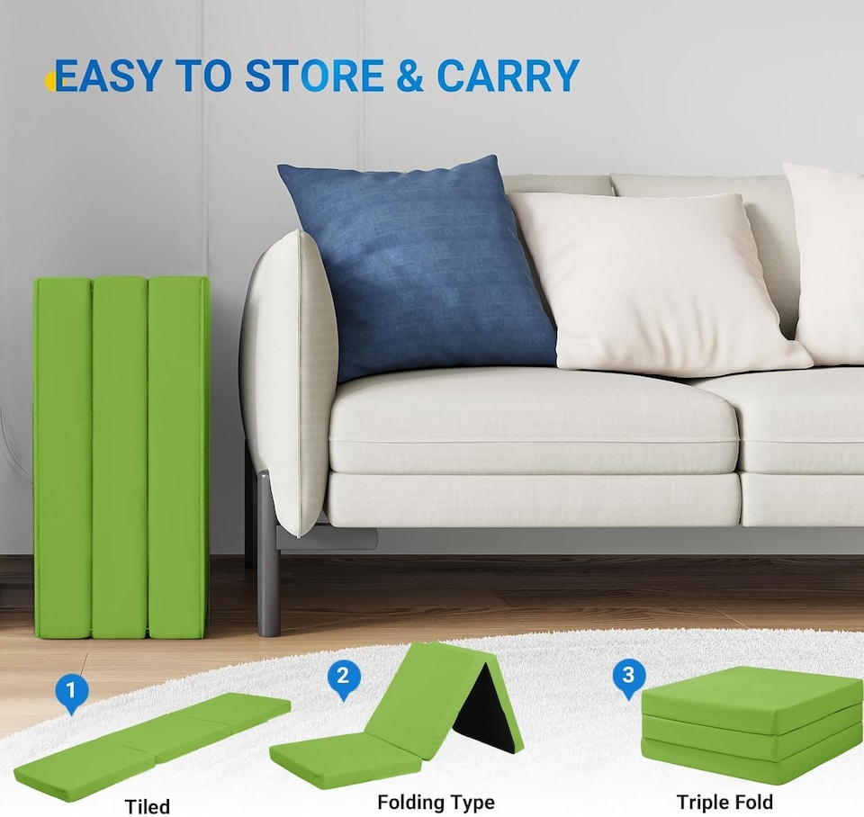 image 1 of Tri Fold Fold Out Z Bed Futon Sofa Chair Mattress