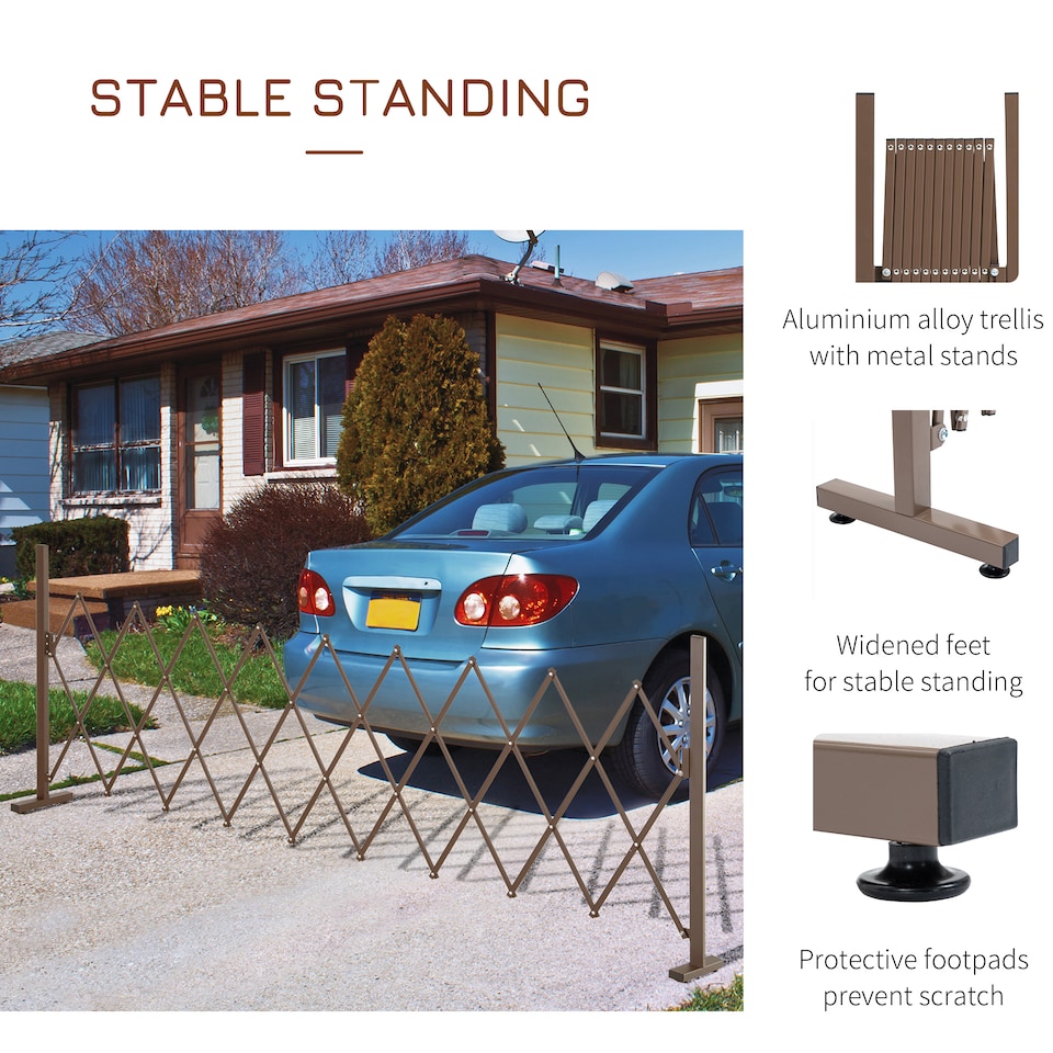 image 1 of Outsunny Aluminum Alloy Movable Fence Foldable Garden Screen Panel, Dark Brown