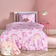 OHS Kids Unicorn Microfibre Bedding Set Duvet Cover with Pillowcase | Purple | Lilac | Toddler