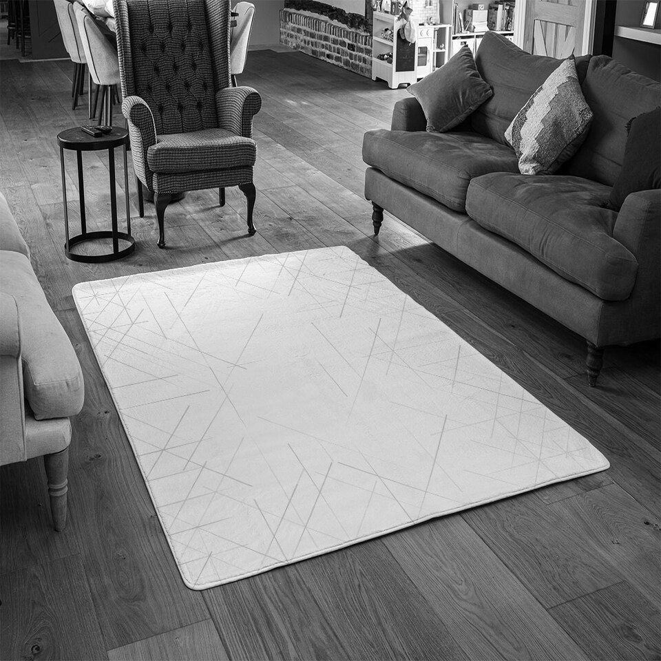image 1 of Simple Geometric (Rug) White | Large: 140x200cm