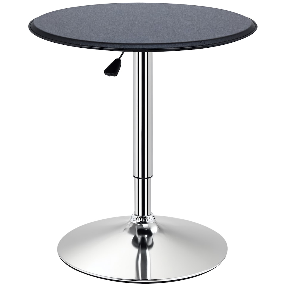 image 1 of HOMCOM Round Bar Table, 360 Degree Swivel Counter Pub Table with Adjustable Height, Metal Base, Bistro Desk for Kitchen, Cafe, Dining Room, Black