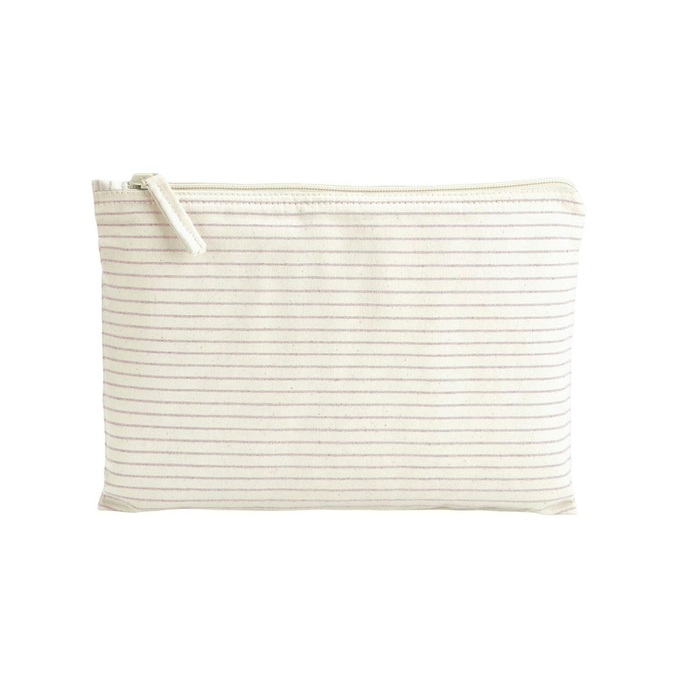 image 1 of Westford Mill Striped Organic Cotton Pouch - Red - 20cm x 28cm Red