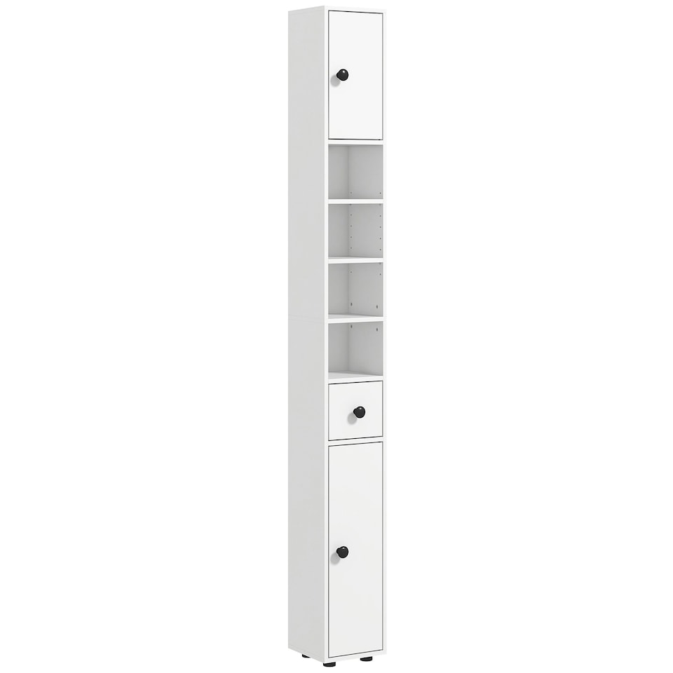 image 1 of Kleankin Slim Bathroom Cabinet, Toilet Roll Storage w/ Open Shelves, White