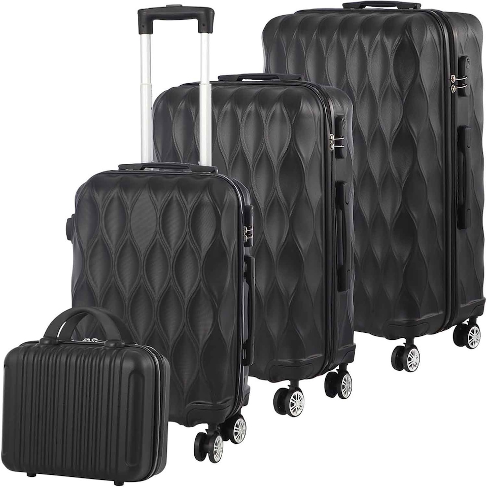 image 1 of 4 Piece Travel Luggage Sets with 360° Spinner Wheels | Black | Black