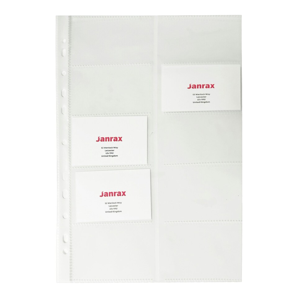 image 1 of Pack of 20 Business Card Holder A4 Punched Pockets