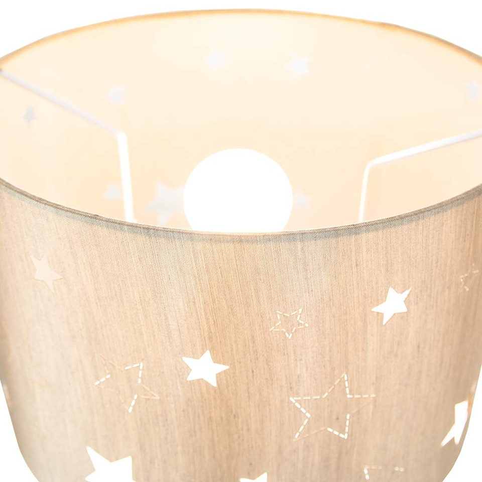 image 1 of Contemporary Beige Linen Childrens-Kids Pendant-Lamp Shade with Laser Cut Stars | Cream
