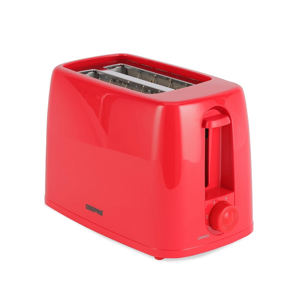 image 1 of GEEPAS Geepas 2 Slice Bread Toaster with 6 Level Browning Control - 650W, Red