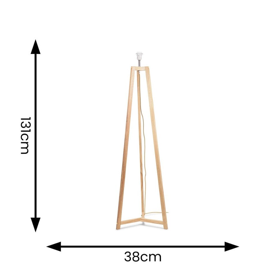 image 1 of ValueLights Lottie Oak Wooden Free Standing Tripod Floor Lamp Base | Brown