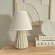 image 3 of ValueLights Saskia Pair of - Natural Ceramic Textured Base Bedside Table Lamp with Linen Tapered Shade
